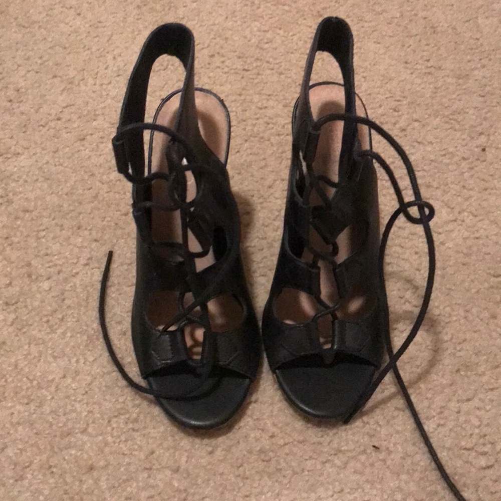 Black lace up aldo heels